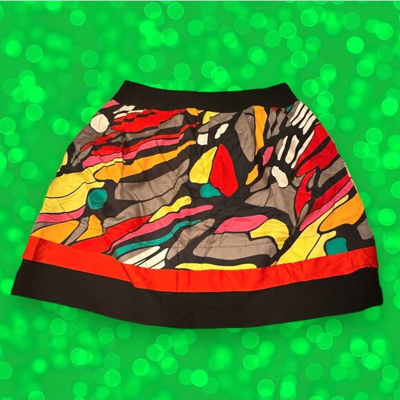 Nygard Collection VTG Multicolor Abstract Art Silk Mini Skirt Size 16 - Picture 8 of 10